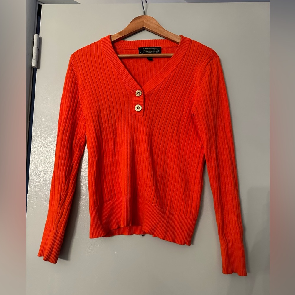 NWOT vintage Ralph Lauren cable knit orange 100% cotton sweater